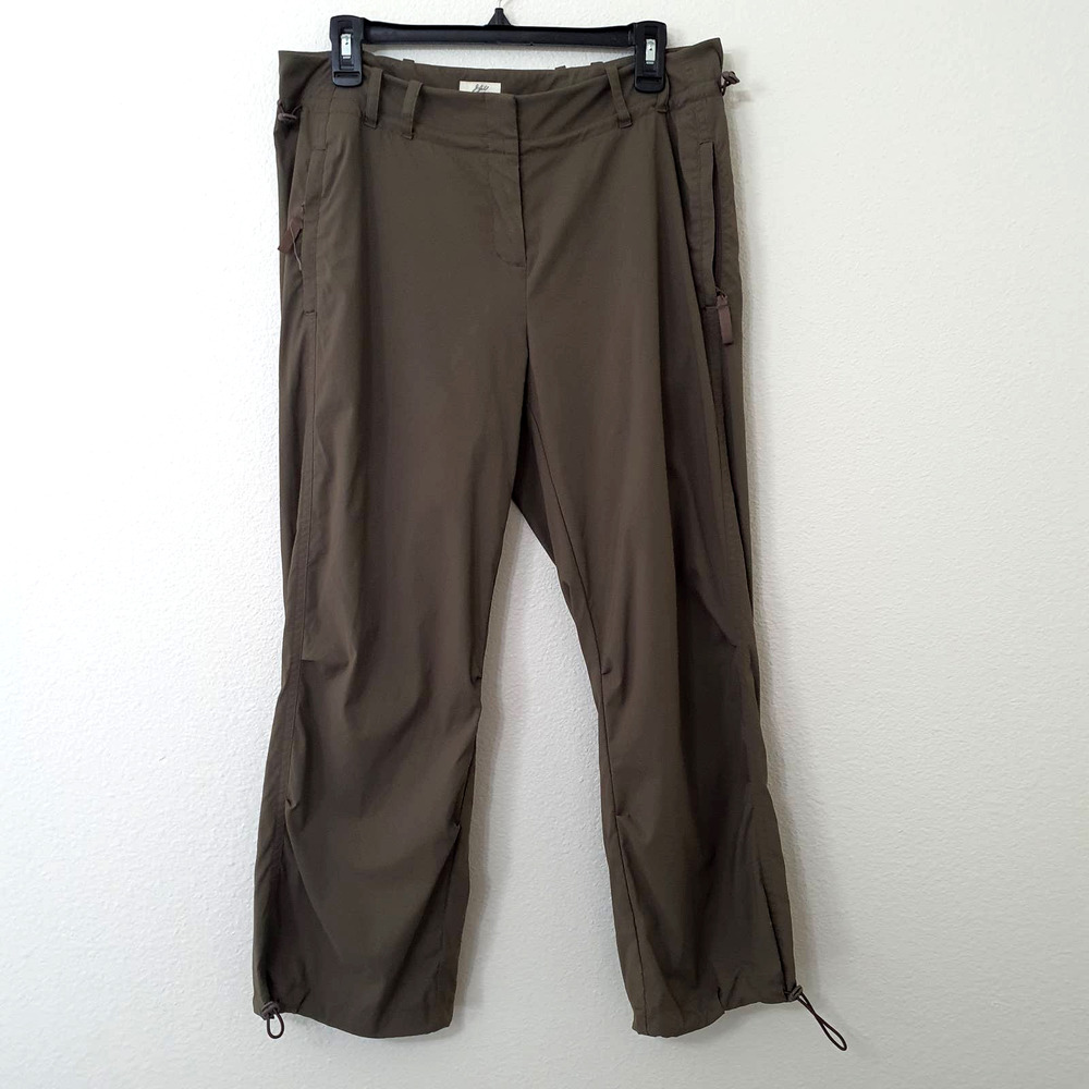 J.Jill Green Nylon Stretch Tie Ankle Pants Women's Size 10